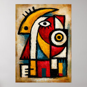 Póster Cubista Primitivo Oracle Negrita Abstracto Geométr