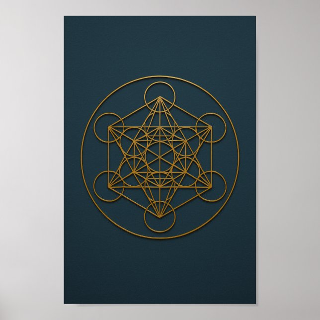 Póster Cubo azul y bronce de Metatron (Frente)