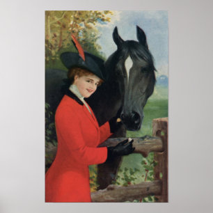 Póster Cubo de azúcar ecuestre del Chica de caballos de é