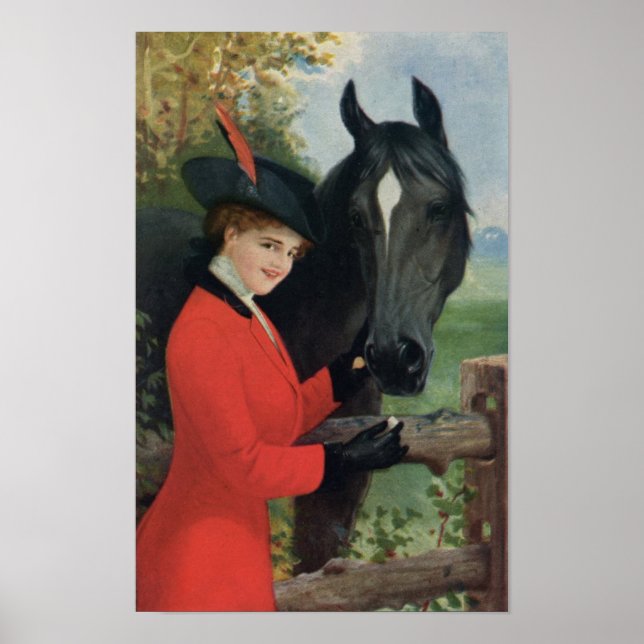 Póster Cubo de azúcar ecuestre del Chica de caballos de é (Frente)