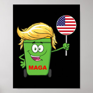 Póster Cubo de basura de dibujos animados mega divertido 