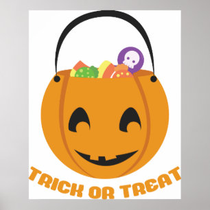 Póster Cubo de calabaza de Halloween