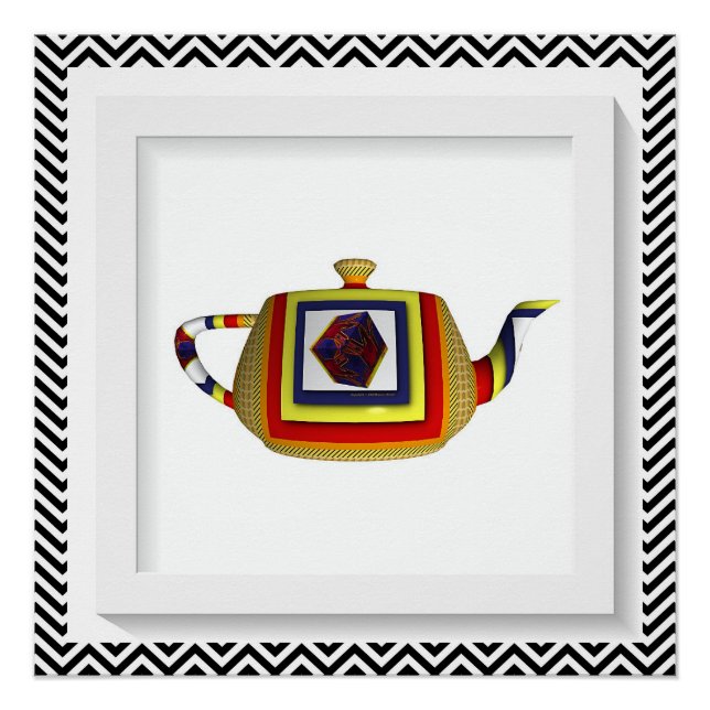 Póster Cubo de Chevron Teapot rojo amarillo (Anverso)