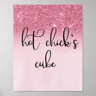 Póster Cubo de Hot Chick Rosa Cubiculo Divertido Escritor