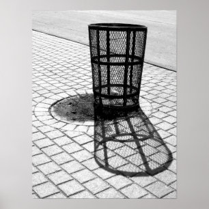 Póster Cubo de la basura negro y blanco