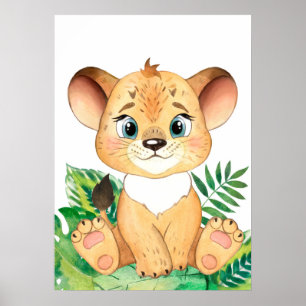 Póster Cubo de león, animal bebé, animales de safari en l