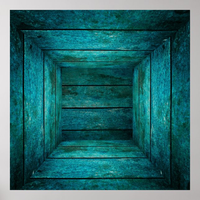 Póster Cubo de madera abstracta (Frente)