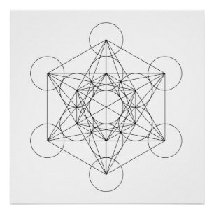 Póster Cubo de Metatrón en Blanco y Negro