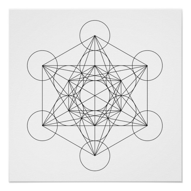 Póster Cubo de Metatrón en Blanco y Negro (Anverso)