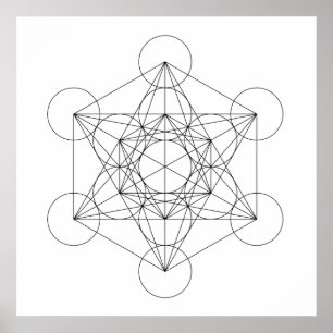 Póster Cubo de Metatrón en Blanco y Negro