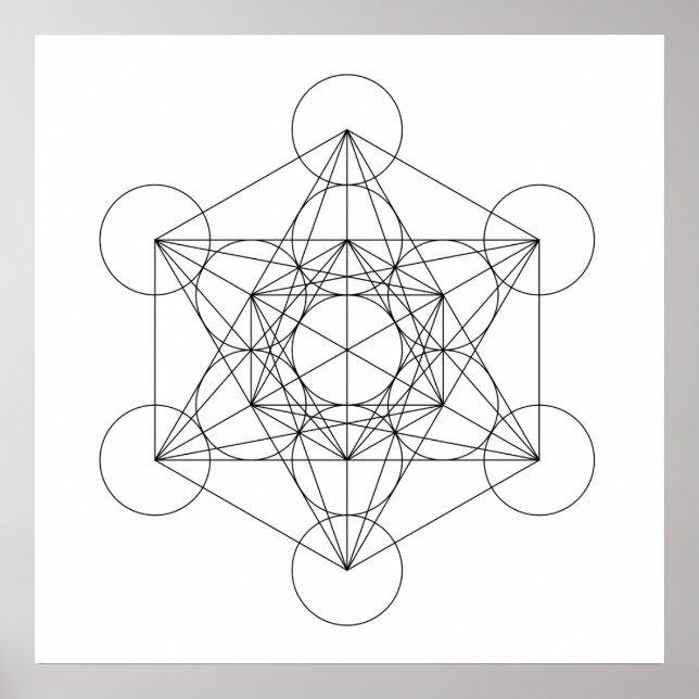 Póster Cubo de Metatrón en Blanco y Negro (Frente)