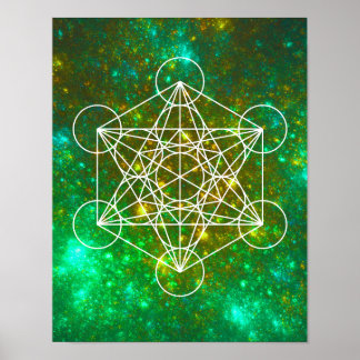 Póster Cubo de Metatrón, Geometría Sagrada, Símbolo Espir
