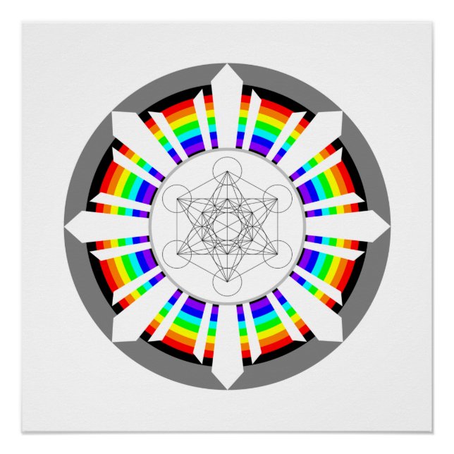 Póster Cubo de Metatrón Prisma de Arcoíris (Anverso)