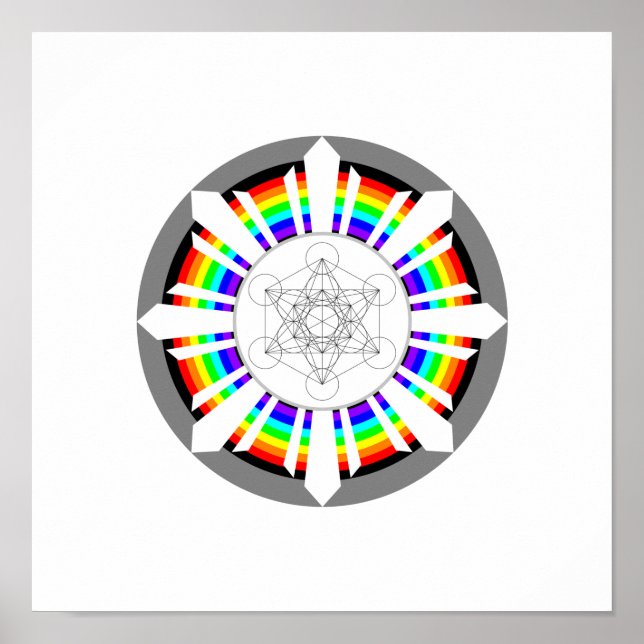 Póster Cubo de Metatrón Prisma de Arcoíris (Frente)