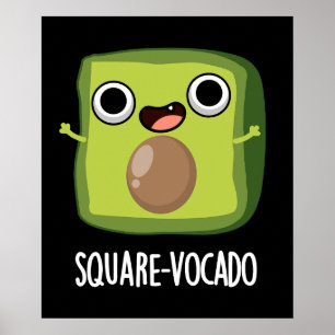 Póster Cubo divertido de aguacate Square-vocado con fondo