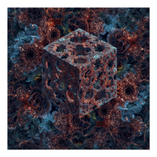 Póster Cubo fractal con corte de Mandelbrot