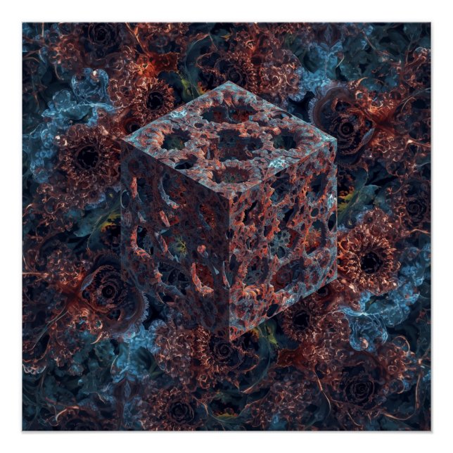 Póster Cubo fractal con corte de Mandelbrot (Anverso)