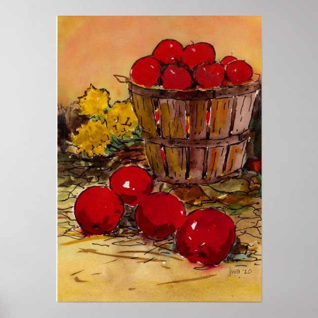 Póster cubo lleno de manzanas (Frente)