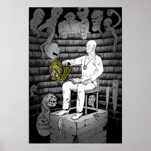 Póster Cubo mágico y monstruos