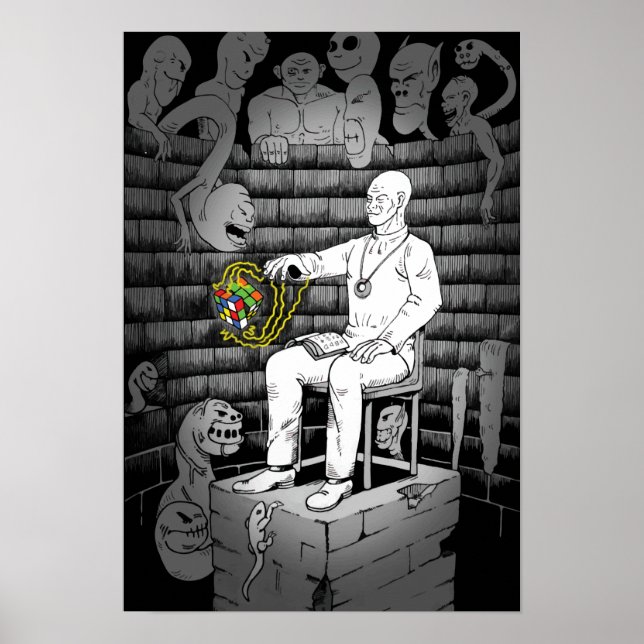 Póster Cubo mágico y monstruos (Frente)