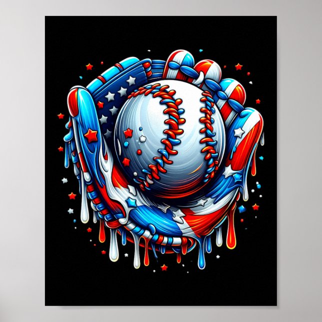 Póster Cubrehelados de crema con salpicaduras de béisbol  (Frente)