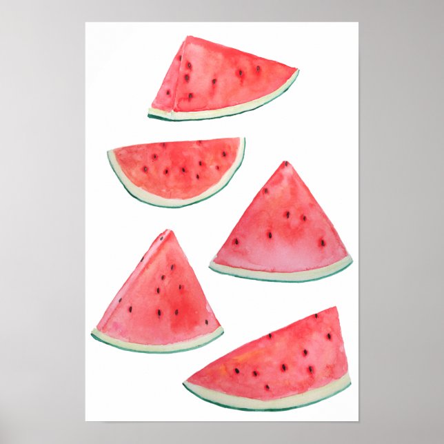 Póster cucharas de sandía acuarela (Frente)