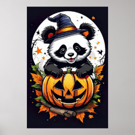 Póster Cucharas espeluznantes, Panda de Halloween Adorabl
