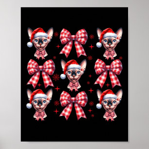 Póster Cuchillo Sphynx Cat Red Plaid Coquette Bow Navidad