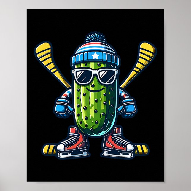 Póster Cucumber Ice Hockey Cool Pickle Skater  (Frente)