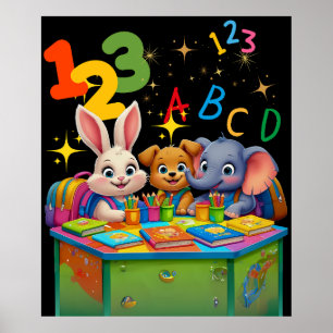 Póster Cudades de kindergarten - Amigos animales de ABC