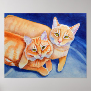 Póster Cuddddling Naranja Tabby Gats