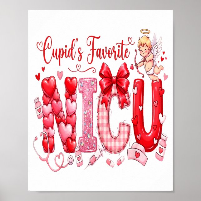 Póster Cuds Favorite Nurse Nicu Valentines Day Shirt Nurs (Frente)