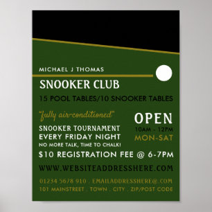 Póster Cue Ball, Pool Club, publicidad Snooker Club