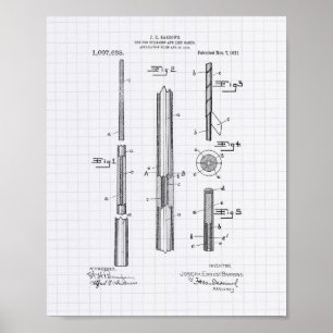 Póster Cue For Billiards 1911 Patent Art - Lining Peper