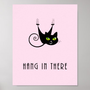 Póster Cuelgan ahí colgando ojos verdes de gato negro