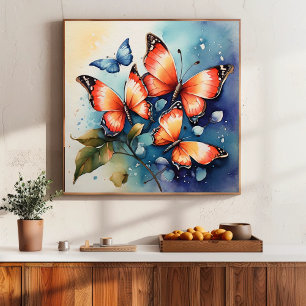 Póster Cuello de agua de mariposa vibrante artístico
