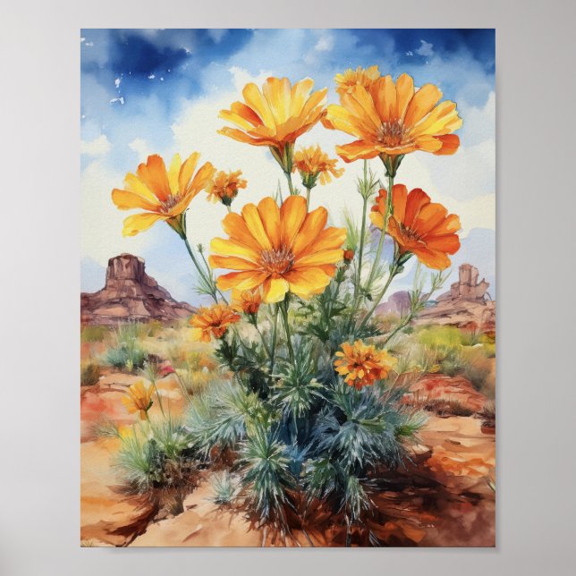 Póster Cuello de agua del desierto Marigold Floral Arizon (Frente)