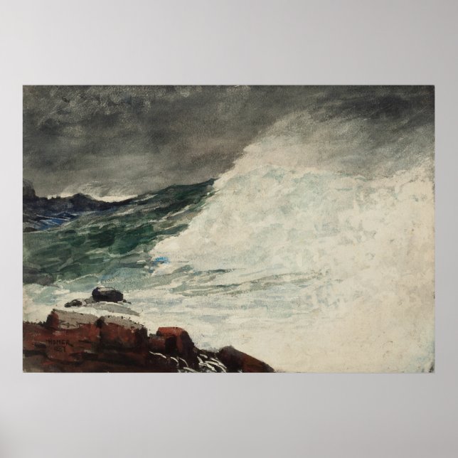 Póster Cuello de Prout de Homero, rompiendo oleada (Frente)