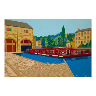 Póster Cuenca del Canal de Sowerby Bridge Arte al Estilo