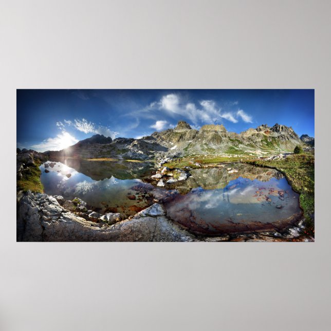 Póster Cuenca del Lago Ediza Superior bajo los Minarets - (Frente)