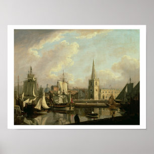 Póster Cuenca del muelle de George, Liverpool, 1797 (petr