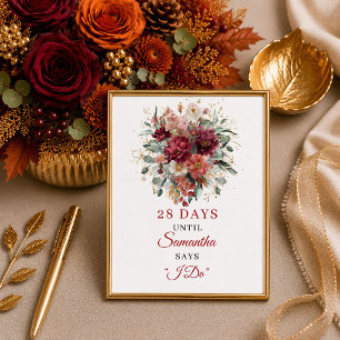 Póster Cuenta regresiva boho de terracota chic de otoño p