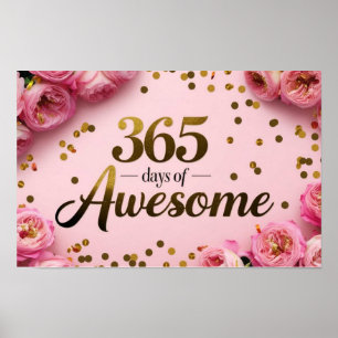 Póster Cuenta regresiva de cumpleaños floral puntos de or