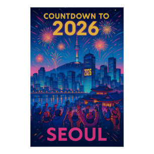 Póster Cuenta regresiva para 2026 en Seúl, Corea del Sur