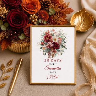 Póster Cuenta regresiva para la ducha de novia de eucalip