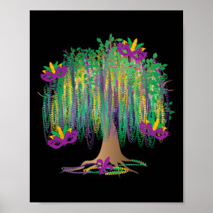 Póster Cuentas de árbol de Mardi Gras Nueva Orleans Festi