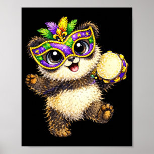 Póster Cuentas de fiesta Mardi Gras Nola Panda para niños