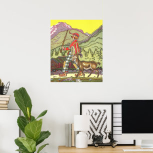 Póster Cuento de Hadas Antiguo, Niño y el Viento del Nort
