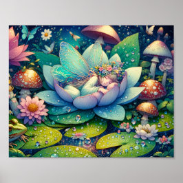 Póster Cuento de hadas durmiendo en una flor