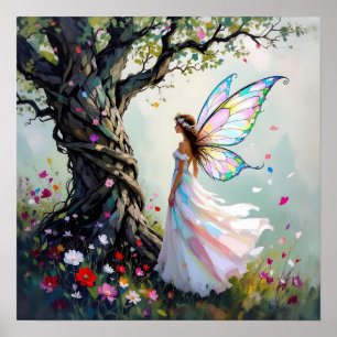 Póster Cuento de Hadas Inspirado Hada y Árbol Caprichoso